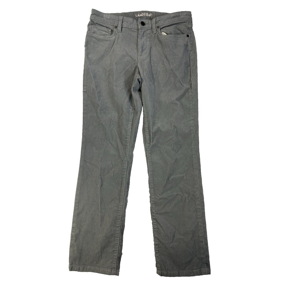 Lands' End Women's 6P Gray Mid Rise Straight Corduroy Pants Festival Y2K 90's